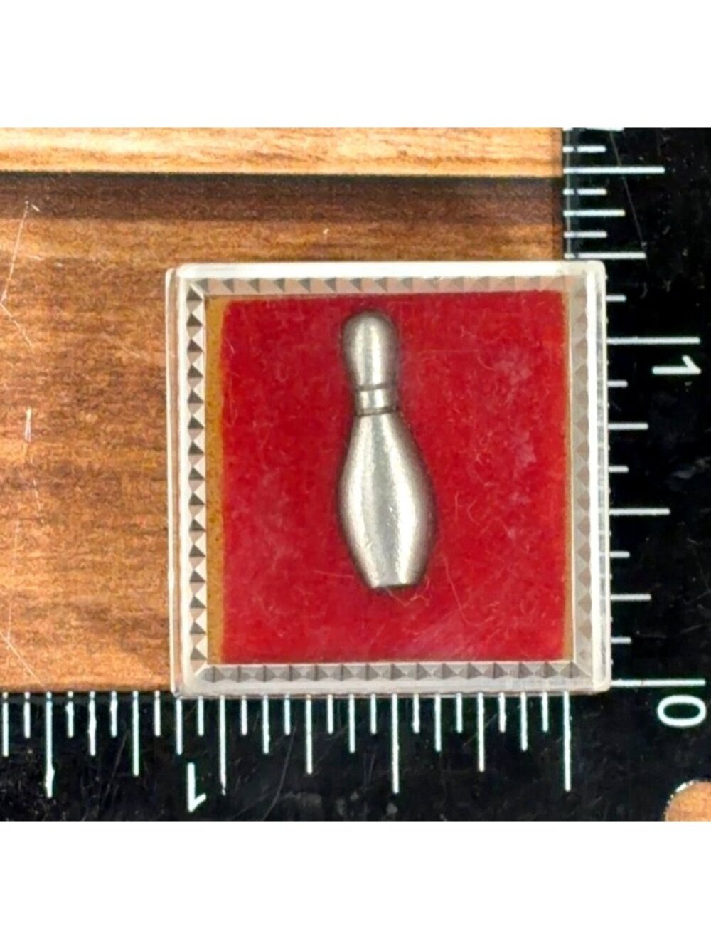 TS Pewter Bowling Pin Tie Tack Lapel Pin Trophy Shop NOS 3.67g